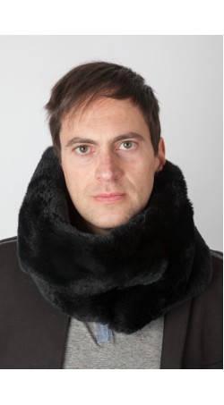 Black rex rabbit fur neck warmer